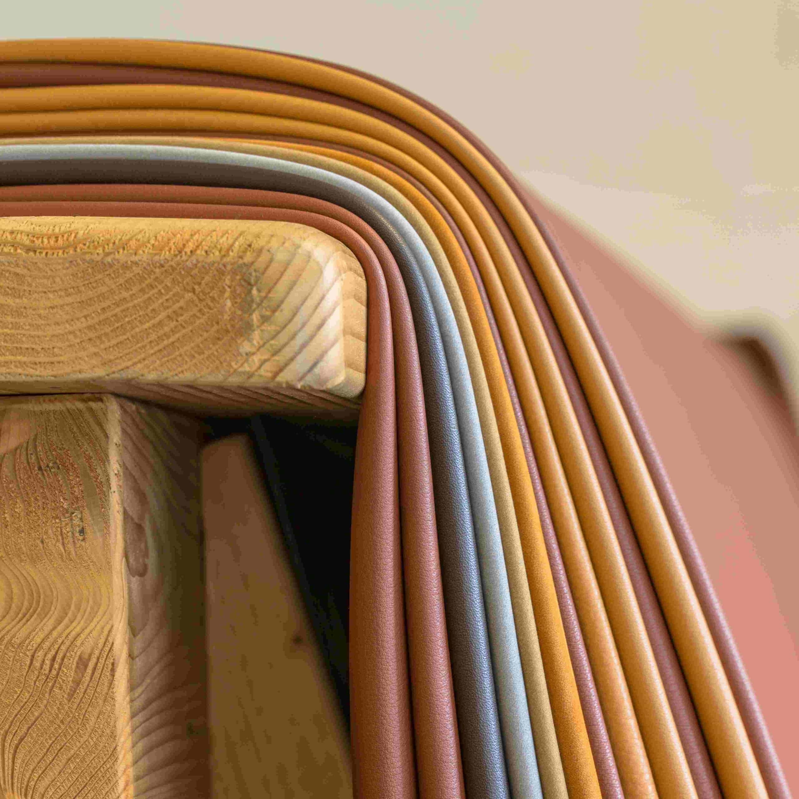 Swatches of plant-based eco leather in various colors